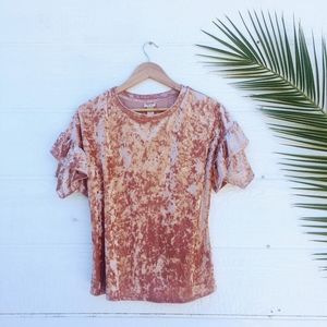 Crushed Velvet Bell sleeve top- Pink